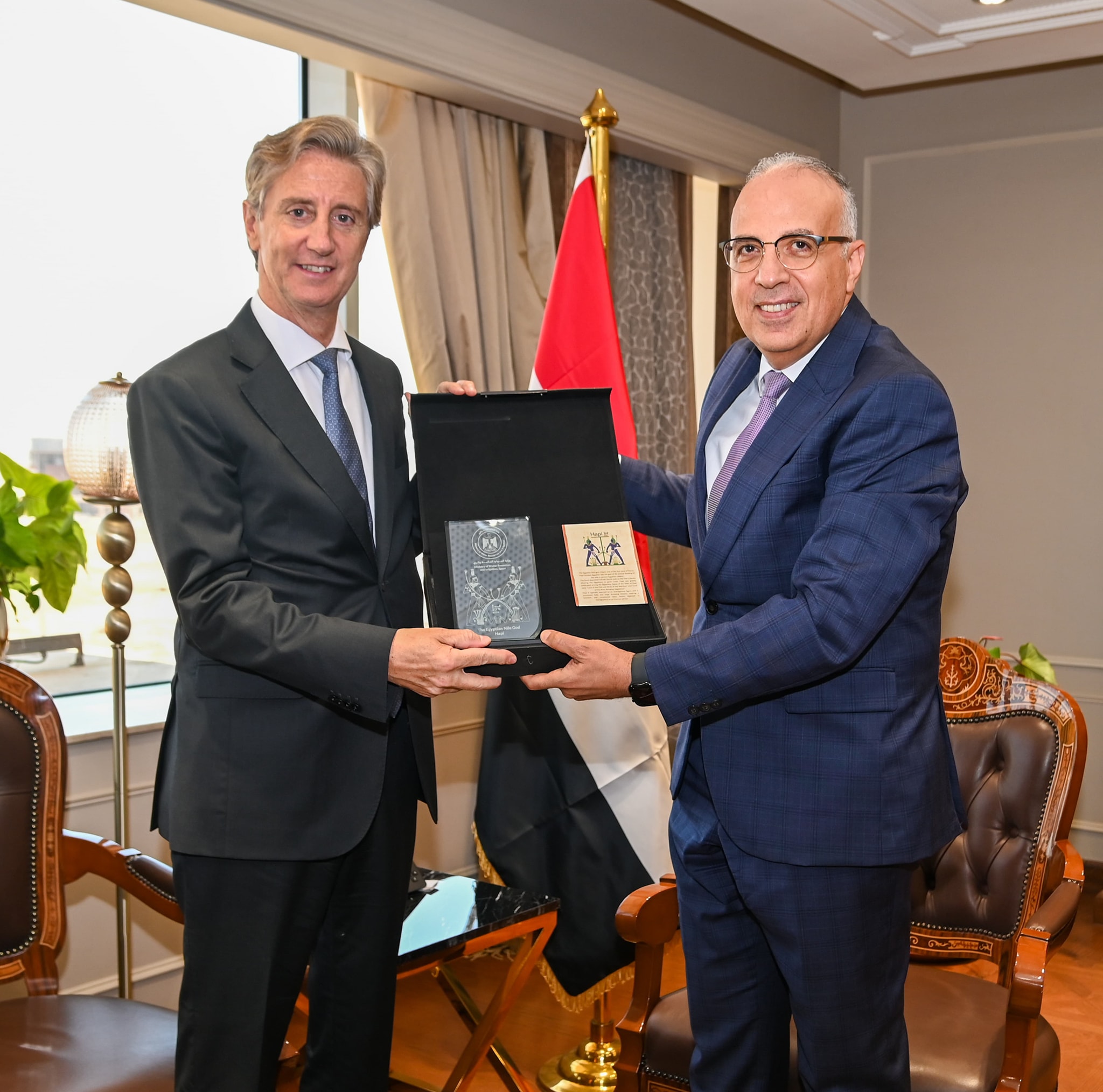 وزير الري يودع ممثل الأمم المتحدة الإنمائي ويشيد بمشروع التكيف مع التغيرات المناخية